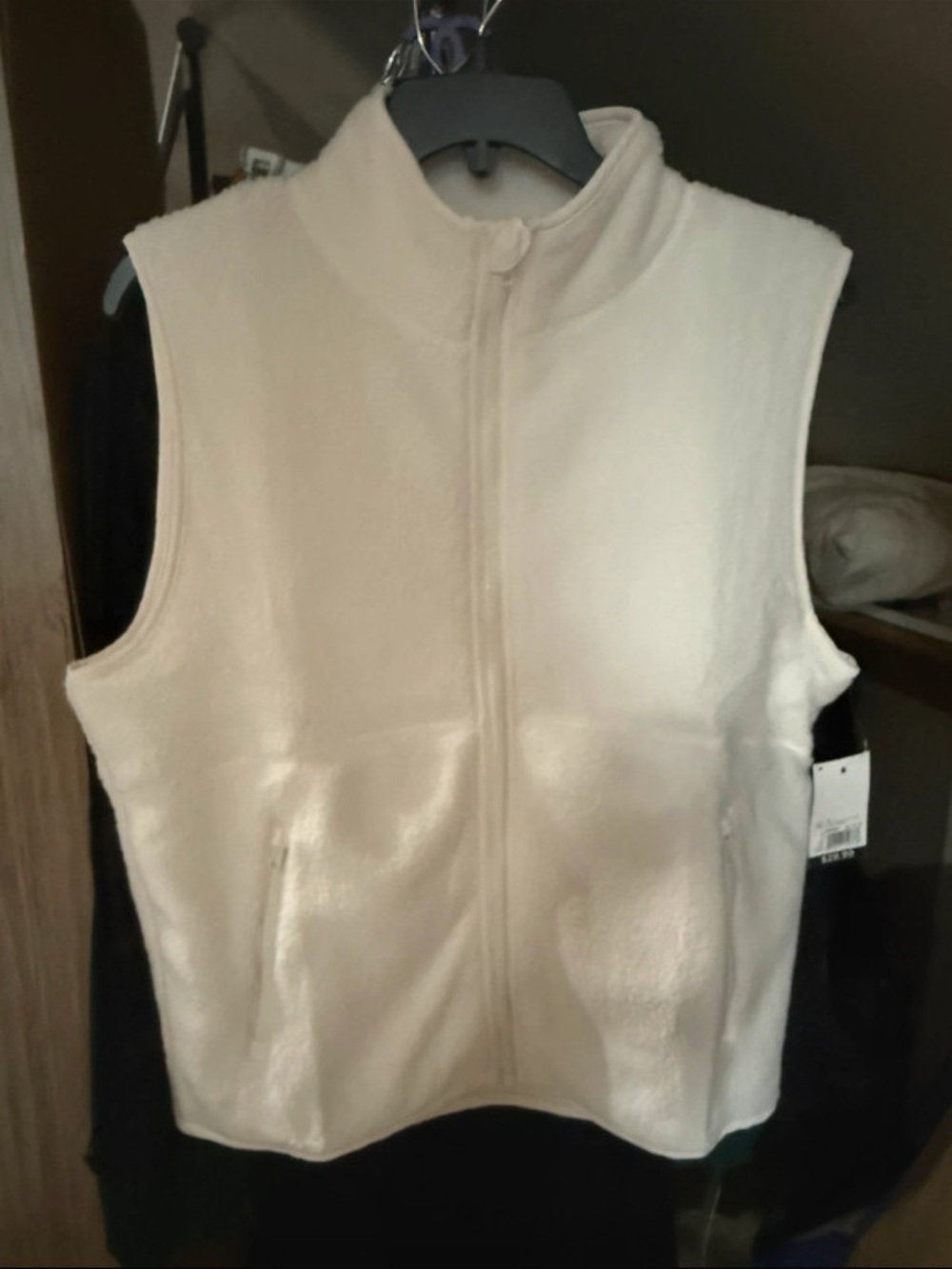 Women's Cream Fleece Zip-Up Vest by SO